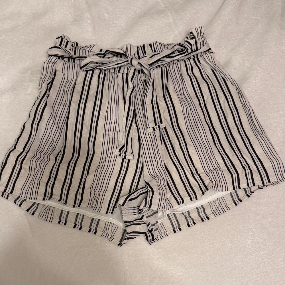 Altar'd State Black and White Striped High Waist Shorts